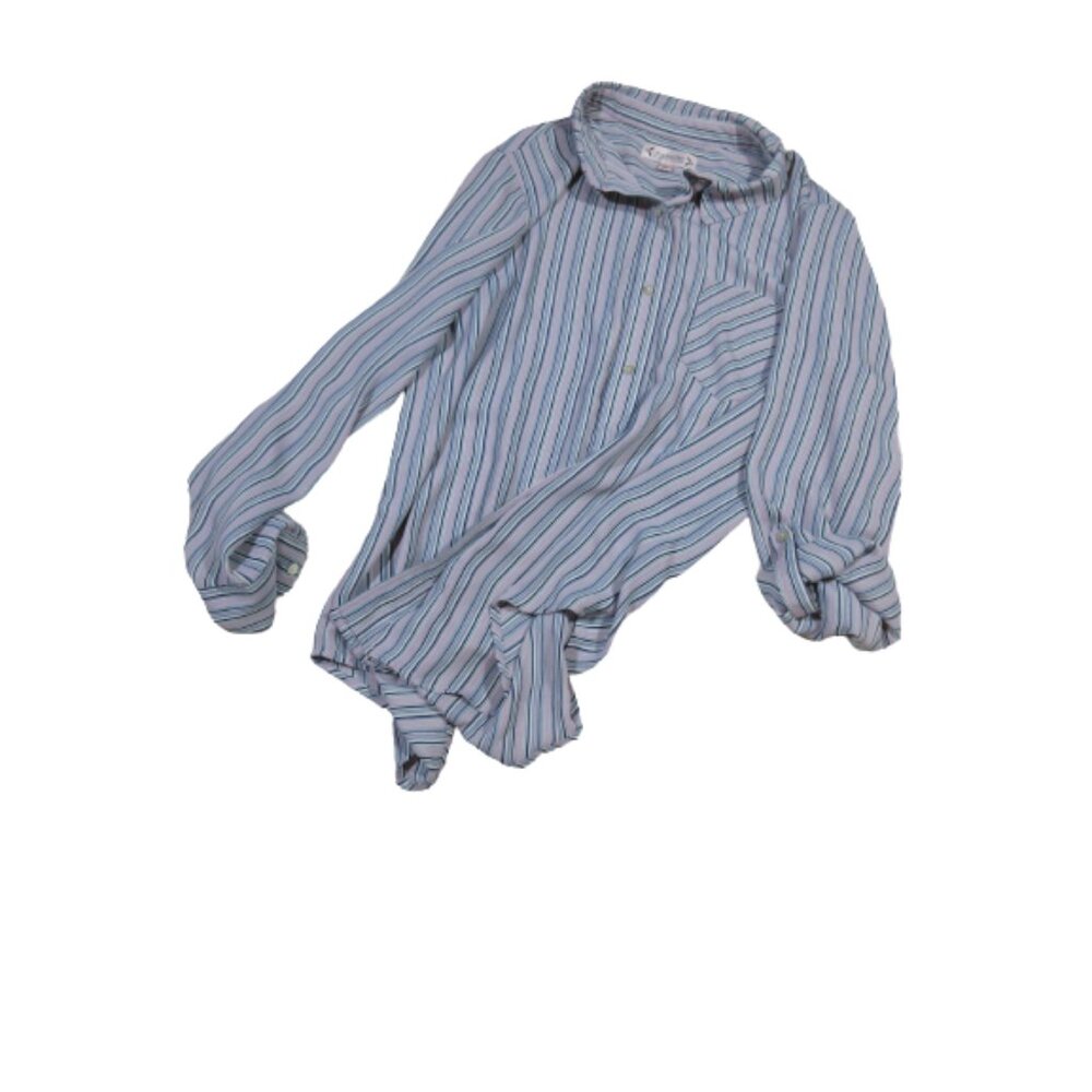 Nanette Lepore women's pinstripe roll tab long sleeve business casual blouse